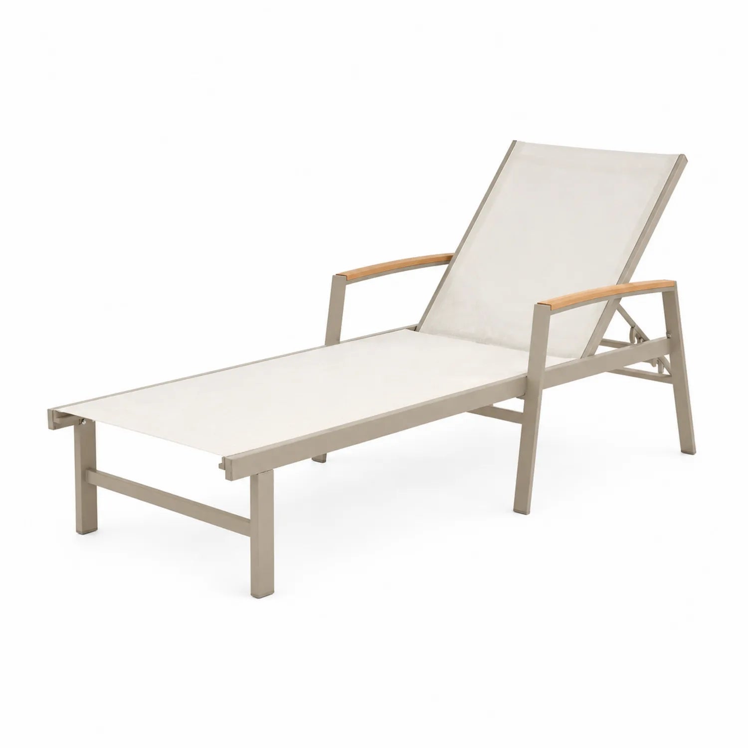 Chaise longue in alluminio e textilene beige