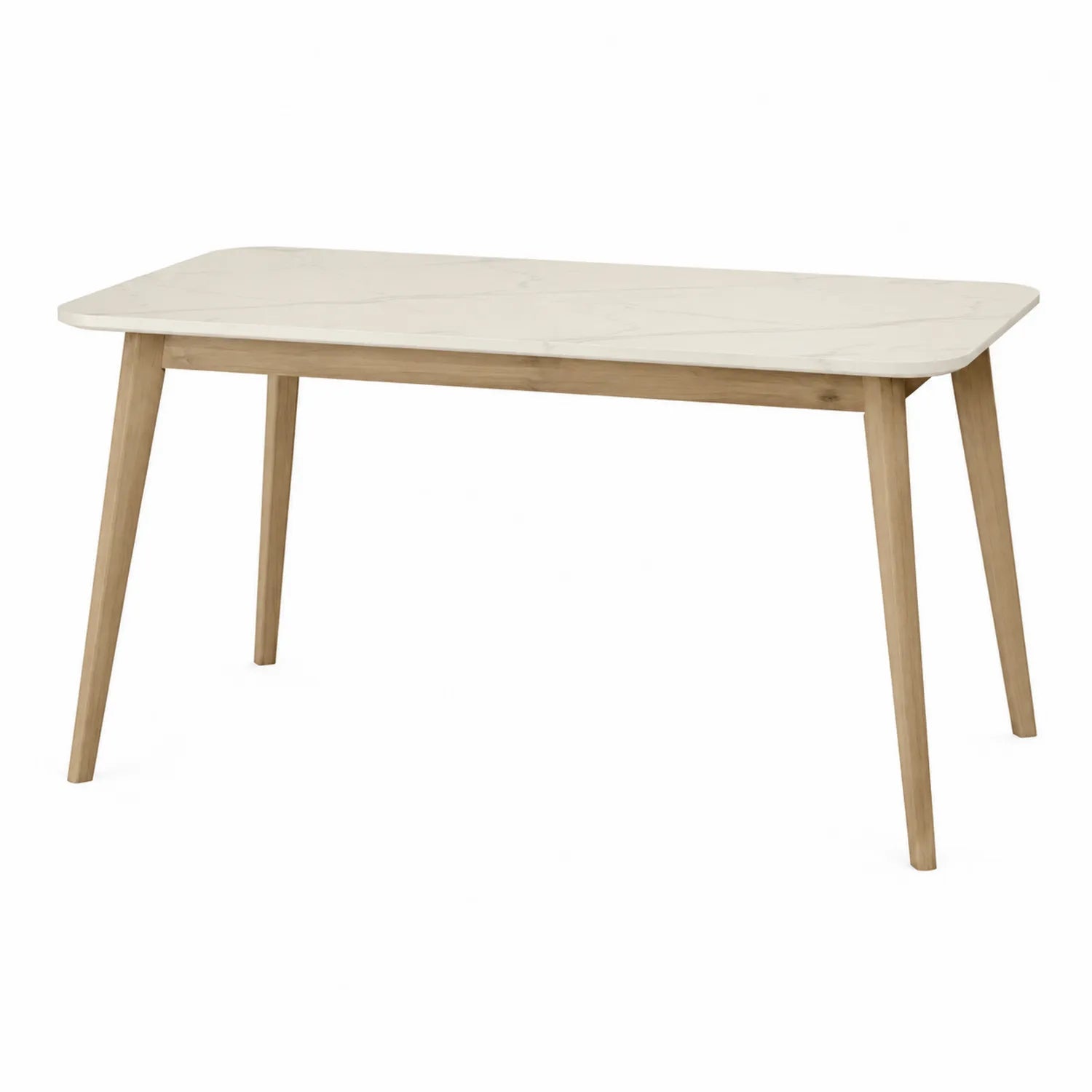 Tavolo da pranzo in legno di quercia e ceramica bianca 120x80x75 cm